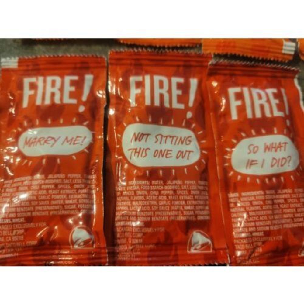 Taco Bell Sauce Packets 55 Packs Marry Me & Assorted saying Mild Hot Fire Diablo - Picture 3 of 12